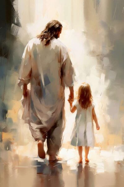 Jesus with Girl walking