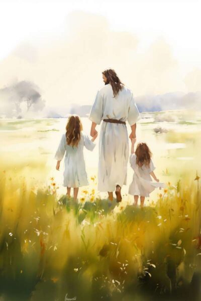Jesus and 2 girls