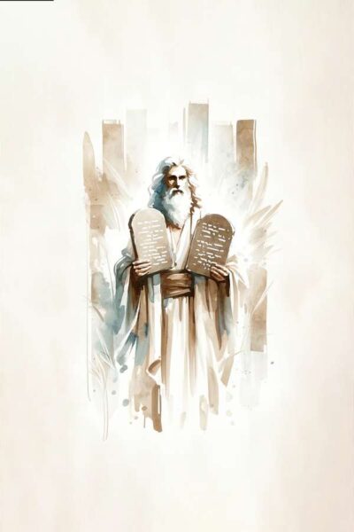Moses and Ten Commandments tablets