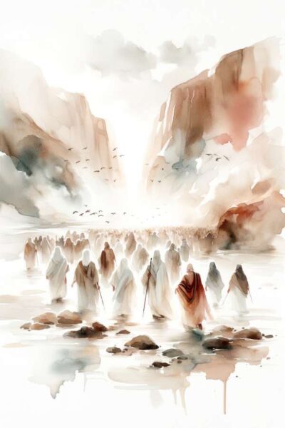 Moses leading his people through the Red Sea