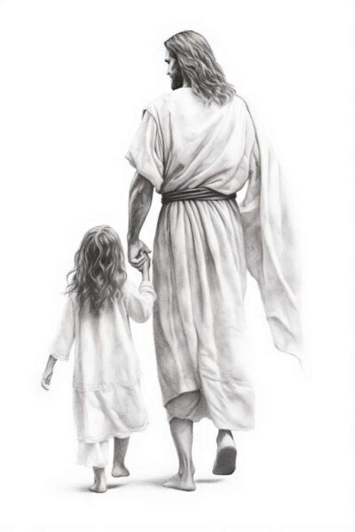 Jesus and girl pencil