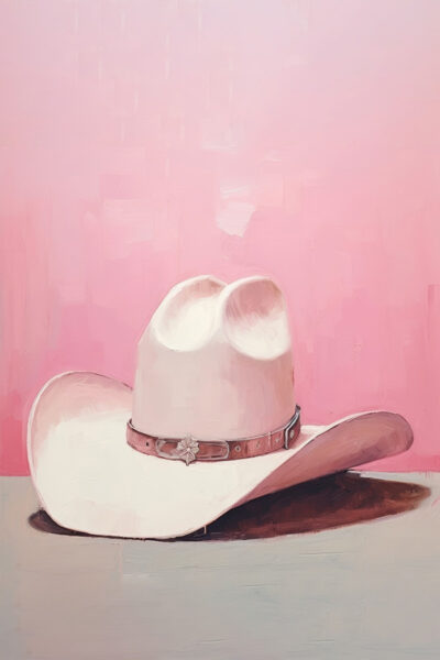 Western pastel pink cowboy hat print