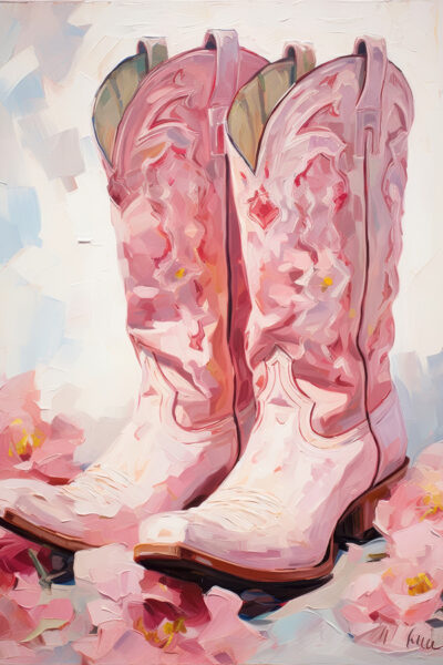 Pair of pink cowgirl boots