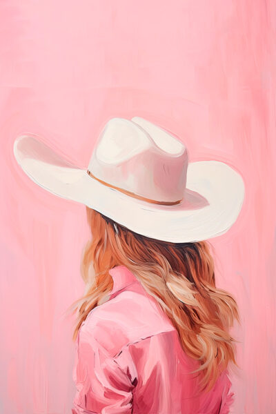 Pastel pink cowgirl hat painting