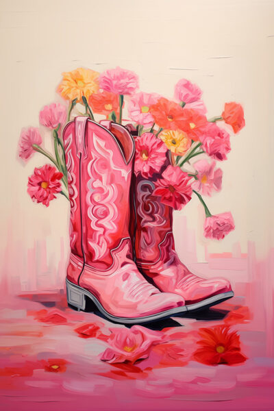 Pink Cowgirl boots Painting
