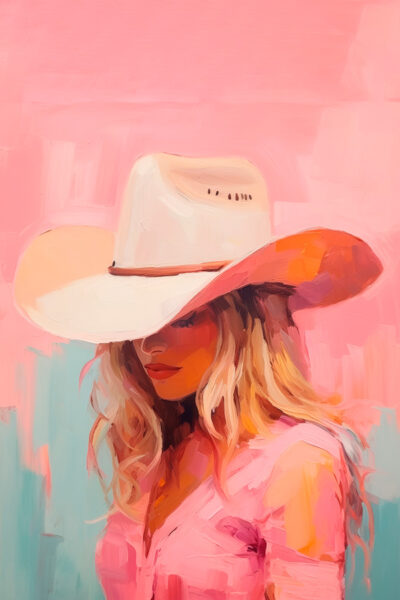 Pink cowgirl portrait front