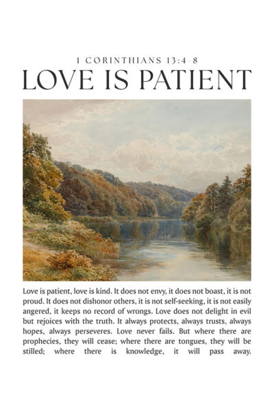 1 Corinthians 13-4-8, Love is Patient Love is Kind, Vintage Christian Printable, Wedding Gift, Vintage Bible Verse Wall Art, Christian Decor