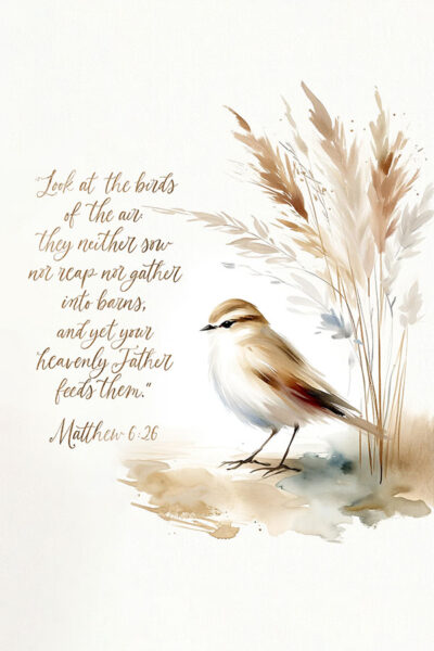 Look at the birds of the air - matthew 6 26 print - Minimal Scripture Print