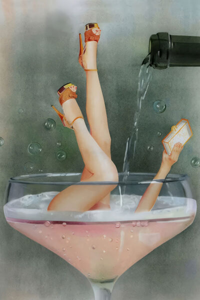 Funky Female Champagne Poster
