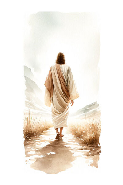 Jesus walking on a path
