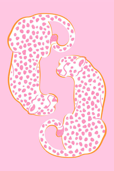 Cheetah animal print pink orange preppy wall art preppy dorm room decor aesthetic wall art prints trendy maximalist wall art dopamine decor