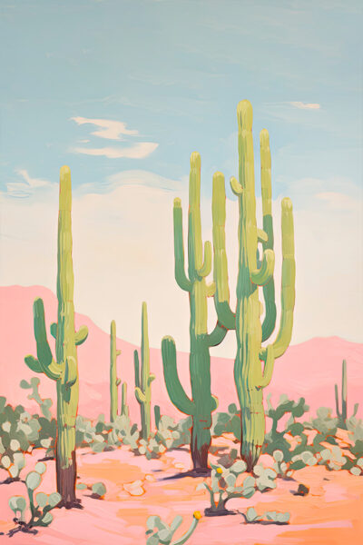 Pink Dessert with Cactuses