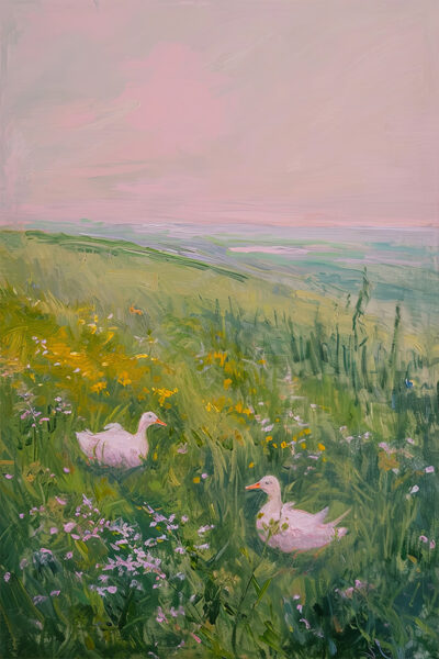 Two white ducks