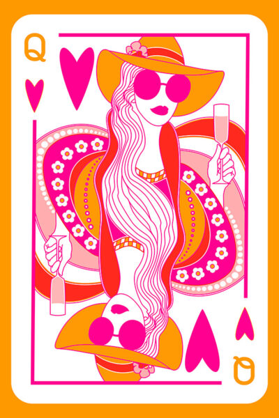 Pink Queen with Glass in Hat