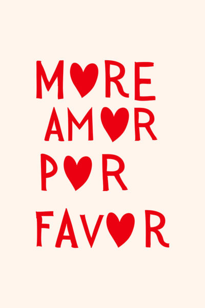 More Amor Por Favor Print Minimalist Heart Poster Aesthetic Living Room Art Love Wall Decor Eclectic Art Print