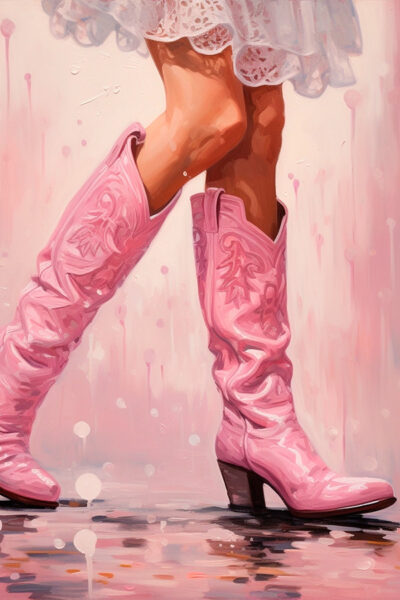 Oil Sparkle pink western Boots