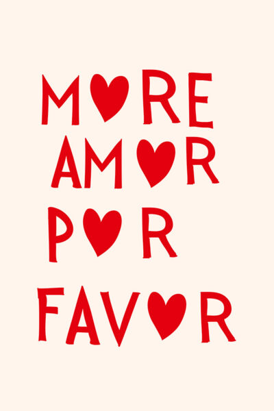 More Amor Por Favor Print Minimalist Heart Poster Aesthetic Living Room Art Love Wall Decor Eclectic Art Print