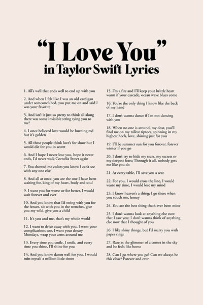 More Colors - Taylor_s Version I Love You in Taylor Swiftie Lyric Print, Taylor Version Prints, Printables Art, Positive Self Print, Self Love Affirmation