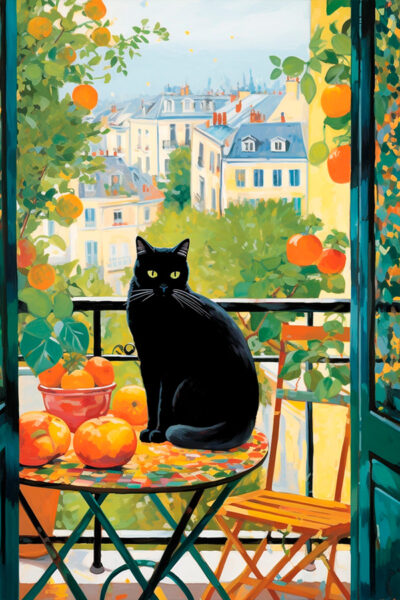 Klimt inspired black cat