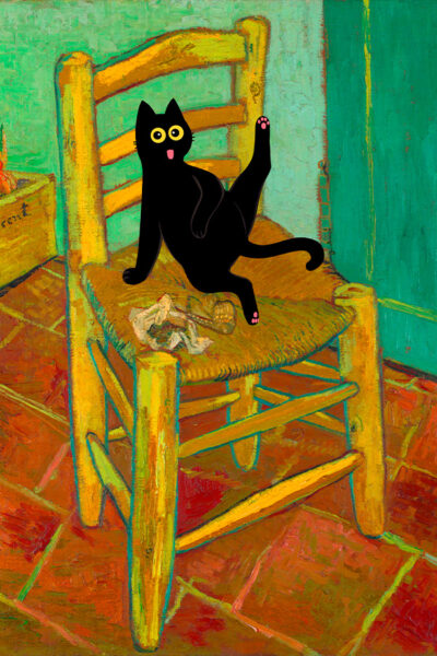 Vincent Van Gogh black cat wall art