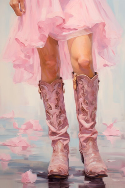 Cowgirl boots vintage pastel pink