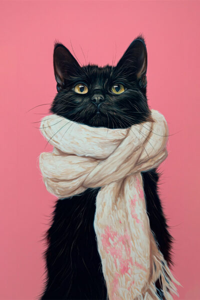 Black Cat on Pink