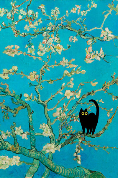 Vincent van Gogh Almond Blossom and Black cat