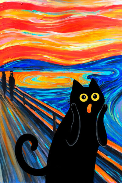 Cat Poster The Scream Cat Print Original Painting Cat Portrait Unique Gift