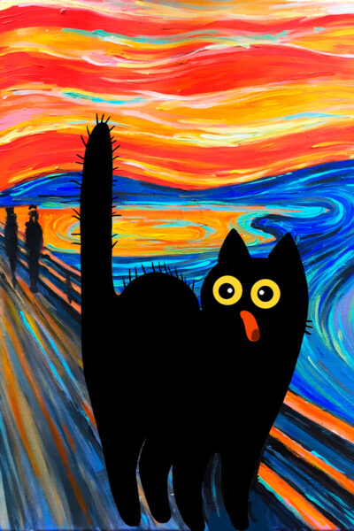 Cat Poster The Scream Cat Print Original Painting Cat Portrait Unique Gift