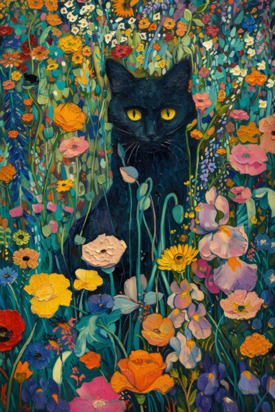 Van Gogh style Black Cat