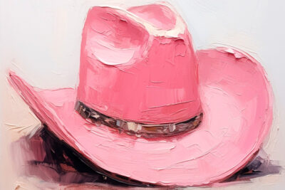 Simple small pink cowboy hat painting
