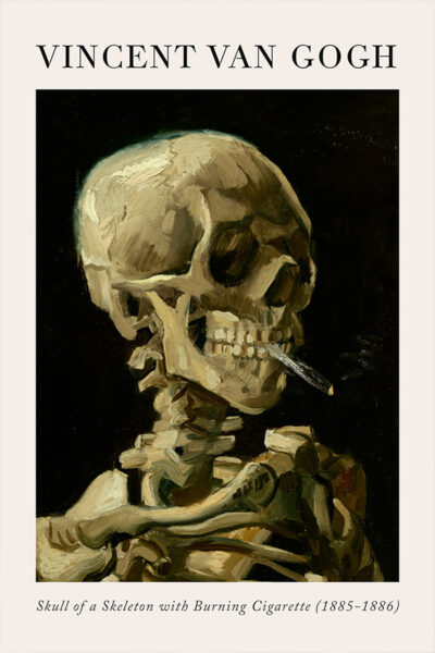 Skull of a Skeleton with Burning Cigarette
