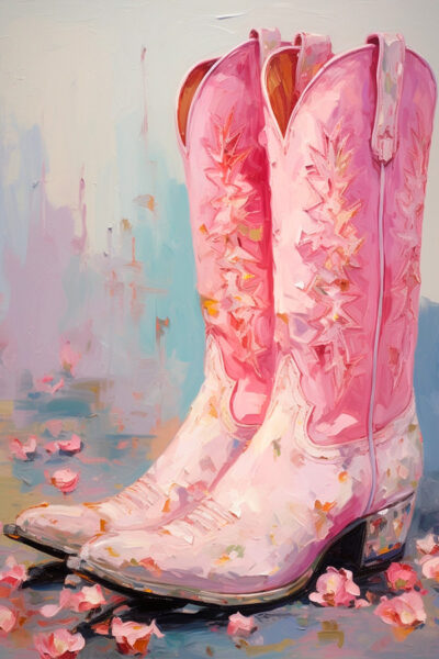A sparkling cowboy pink boots