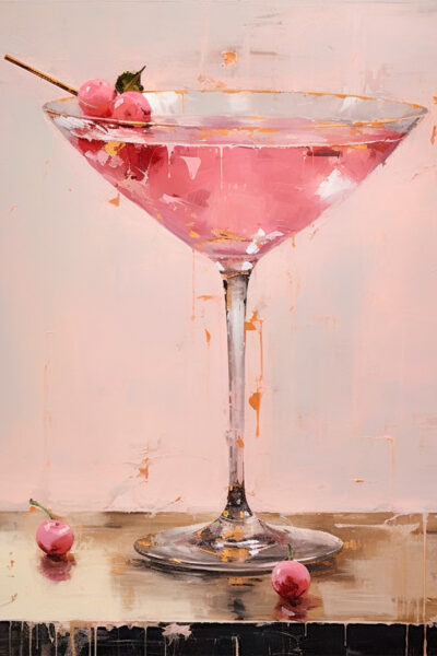 One vintage cocktail vintage pink oil paint texture