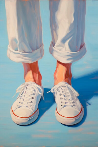 Retro vintage male white shoes