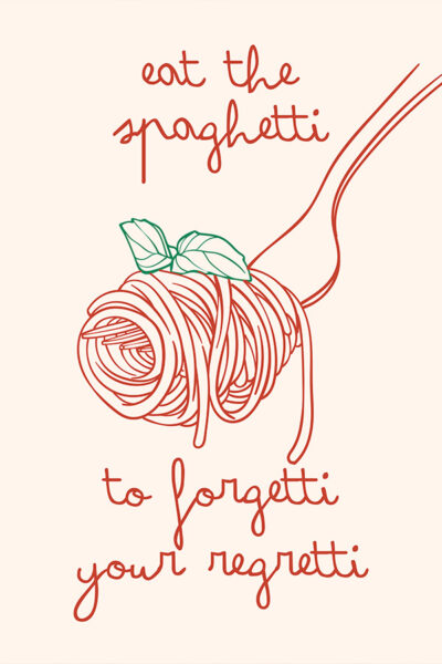 Aesthetic Kitchen Decor Funny Spaghetti Print Cute Kitchen Wall Art Minimalist Food Print Positive Quote
