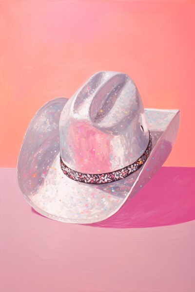 Glittery silver disco ball cowgirl hat