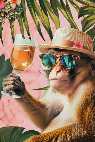 Monkey with cocktail