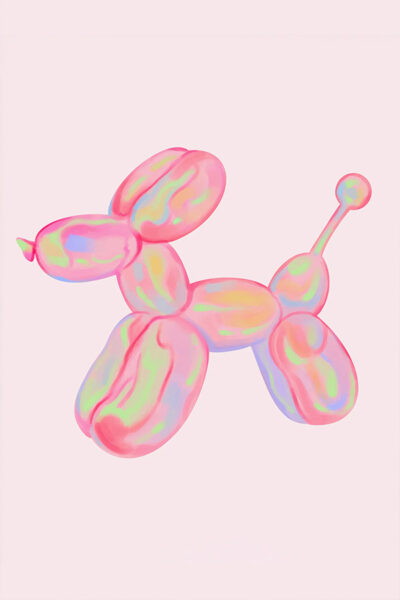 Pink balloon dog printable wall art, preppy pink bedroom decor teens, posters for dorm room, dorm print, college apartment art, Trendy Disco
