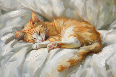 Orange Cat Painting, Ginger Cat Antique Decor, Vintage Cat Wall Print, Cat Print Wall Decor, Animal Wall Art, Tabby Feline Cat Oil Painting