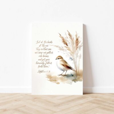 Look at the birds of the air - matthew 6 26 print - Minimal Scripture Print
