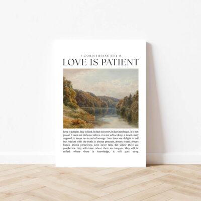 1 Corinthians 13-4-8, Love is Patient Love is Kind, Vintage Christian Printable, Wedding Gift, Vintage Bible Verse Wall Art, Christian Decor