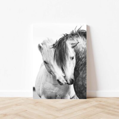 Horse Print Two Horse Wall Art B&W