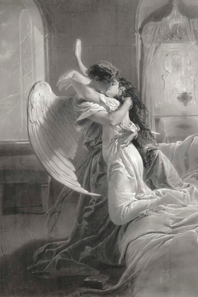 Mihaly Von Zichy  Romantic Encounter Angel Kiss Print