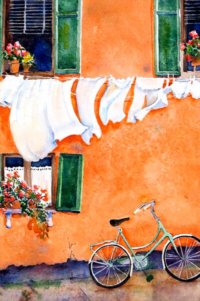 Florence Print of hung laundry art