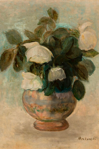 White Flowers Bouquet Oil Painting