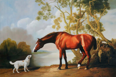 George Stubbs - Bay Horse and White Dog